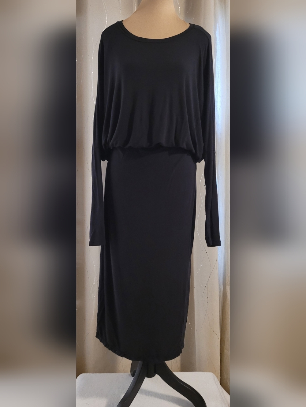 ​Nau Heritage Micromodal Dolman Sleeve Maxi Dress Black Small